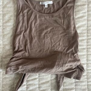 Brown Ribbed Women's Top
